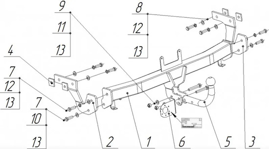 Фаркоп Oris (ранее Bosal) для Hyundai i40 седан 2011-2019. Артикул 4262-A