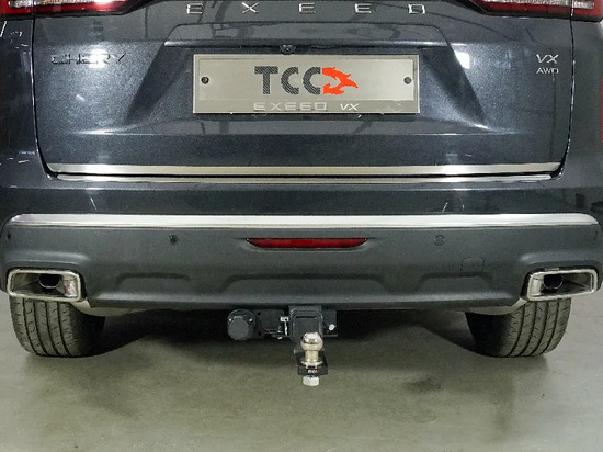Фаркоп ТСС оцинкованный под американский квадрат для CheryExeed VX 2.0L 4WD 2021-2022. Артикул TCU00297N
