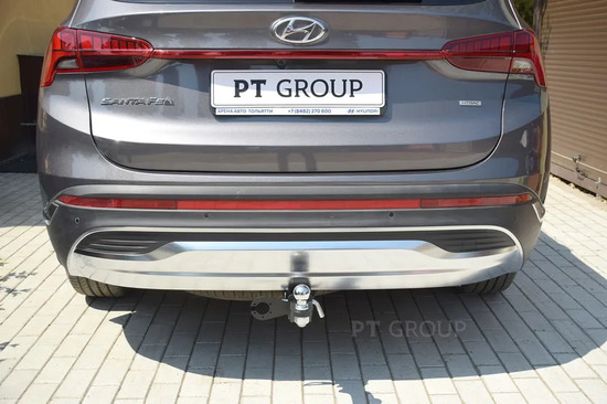 Фаркоп PT Group под американский квадрат для Hyundai Santa Fe IV рестайлинг 2020-2022. Артикул HSF-21-991101.22