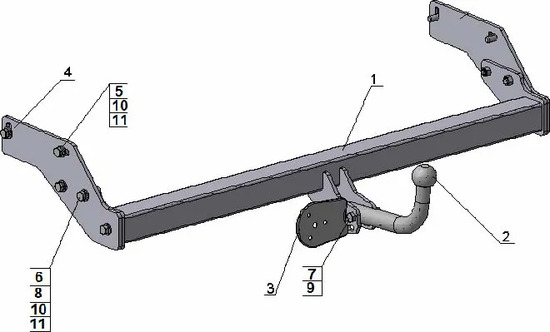 Фаркоп AvtoS для Great Wall Sailor 4x4 2006-2010. Артикул GW 04