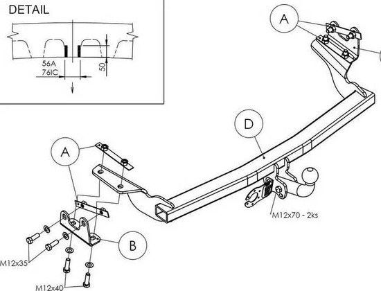Фаркоп Galia оцинкованный для Dodge Journey 2/4WD 2007-2020. Артикул D042A