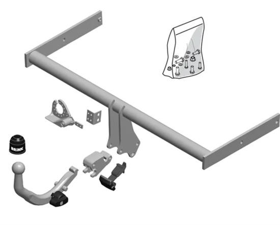 Фаркоп Brink (Thule) для Volkswagen Polo V хэтчбек (Blue Motion, GTI) 2009-2020. Быстросъемный крюк. Артикул 532000