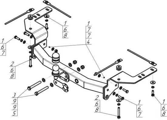 Фаркоп Мотодор для Toyota Land Cruiser 200 2007-2022. Фланцевое крепление. Артикул 92502-FE