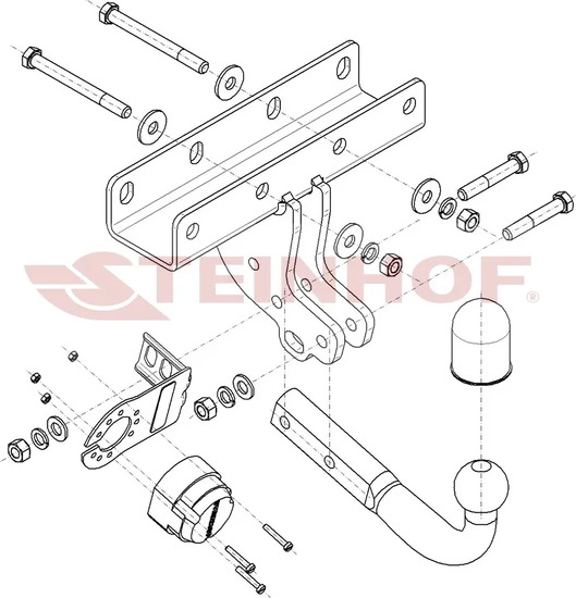 Фаркоп Steinhof для Jeep Wrangler JL (кроме AdBlue) 2018-2022. Артикул J-077