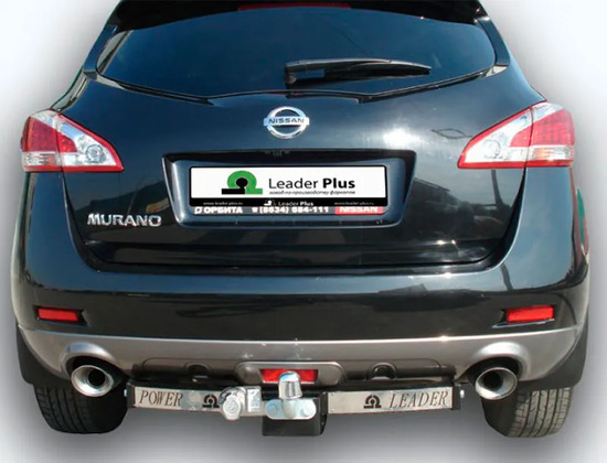 Фаркоп Лидер-Плюс для Nissan Murano Z51 2010-2015 (с накладкой из нерж. стали). Фланцевое крепление. Артикул N118-F(N)