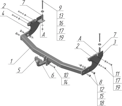 Фаркоп AvtoS для Great Wall Safe 2005-2009. Артикул GW 03