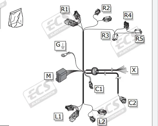 Штатная электрика фаркопа ECS (полный комплект) 7-полюсная для Ford Kuga I 2008-2012. Артикул FR040BQ