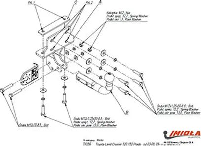 Фаркоп Imiola для Toyota Land Сruiser Prado 150 2009-2022. Артикул T.056