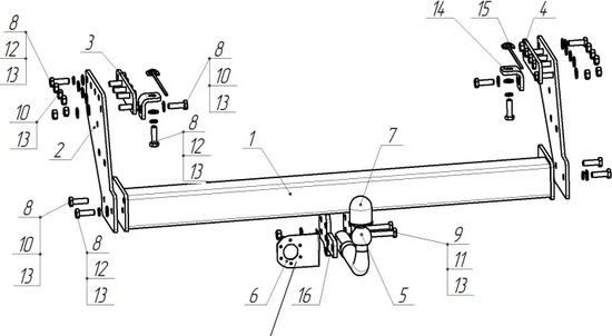 Фаркоп Oris (ранее Bosal) для Mitsubishi L200 IV 2006-2014. Артикул 4169-A