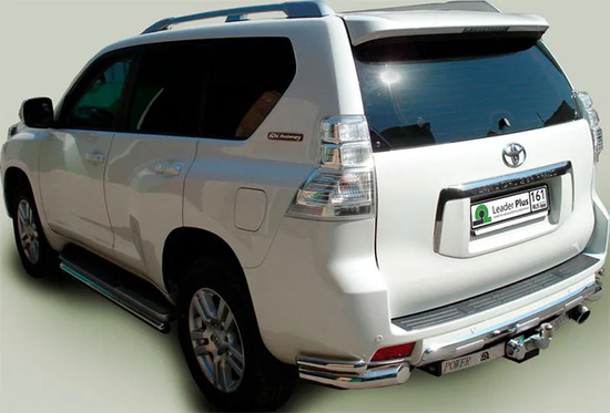 Фаркоп Лидер-Плюс для Toyota Land Cruiser Prado 150 2009-2022 (с накладкой из нерж. стали). Фланцевое крепление. Артикул T113-F(N)